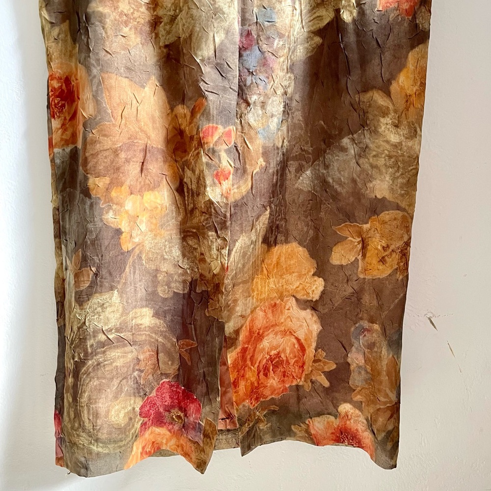 Vintage Pretty Floral Boho Farmhouse Romantic Fall Maxi Midi Shift Dress Neutral - Picture 5 of 9